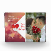 Liebe | Valentines Red Hearts Background Fotoblock (Vorderseite)