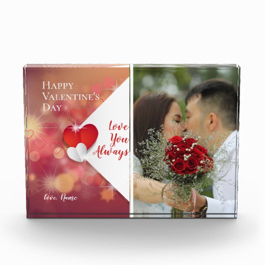 Liebe | Valentines Red Hearts Background Fotoblock (Vorderseite)