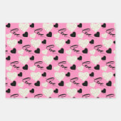 Liebe Valentinins Herz schwarz und rosa Geschenkpapier Set (Vorderseite 2)