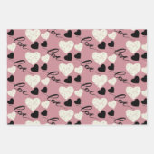 Liebe Valentinins Herz schwarz und rosa Geschenkpapier Set (Vorderseite)
