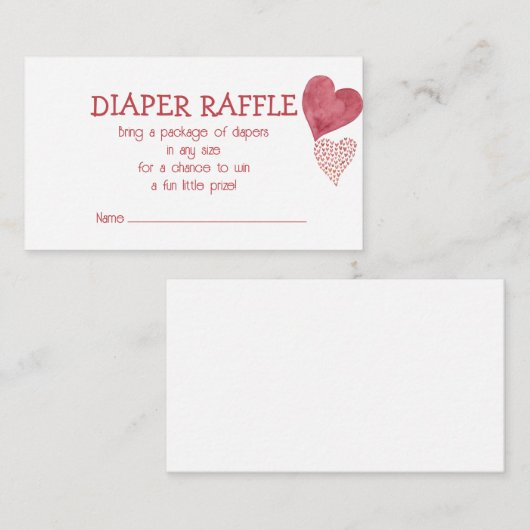Liebe Valentinins Theme Diaper Raffle Card Begleitkarte (Vorne/Hinten)