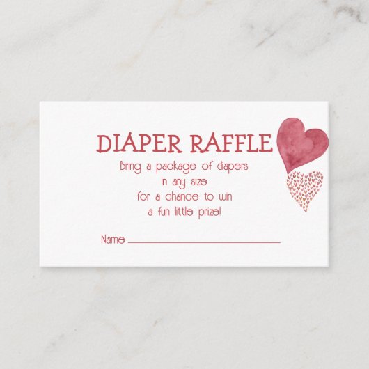 Liebe Valentinins Theme Diaper Raffle Card Begleitkarte (Vorderseite)