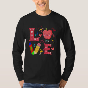 Liebe Valentinstag Apfel Retro Schule Pre K Lehren T-Shirt