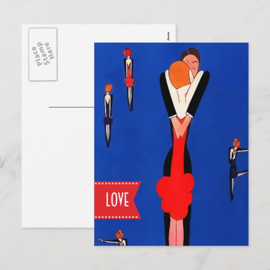 Liebe. Valentinstag Art Deco Design Postkarten (Vorne/Hinten)