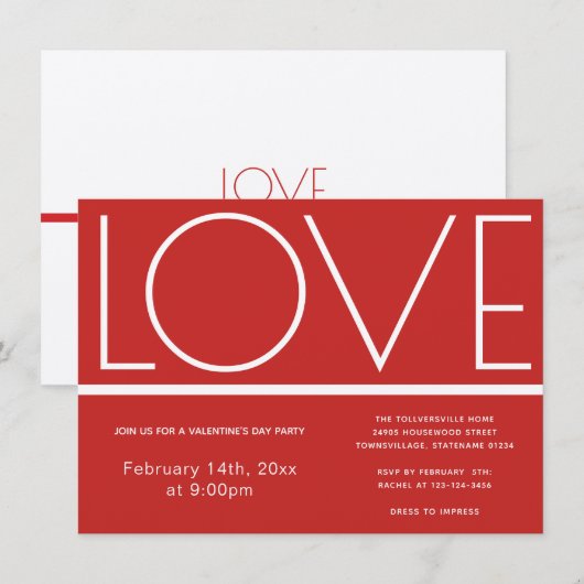 Liebe Valentinstag | Einladung (Vorne/Hinten)