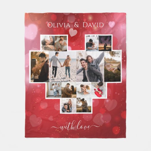 Liebe Valentinstag Foto Collage Rot Fleecedecke (Vorderseite)