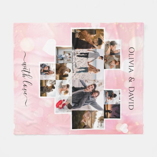 Liebe Valentinstag FotoCollage Fleecedecke (Vorderseite (Horizontal))