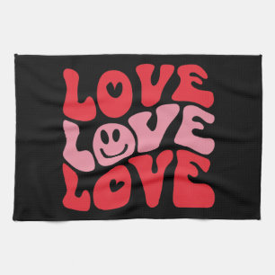 Liebe Valentinstag Groovy Lustiger Feiertag Geschirrtuch
