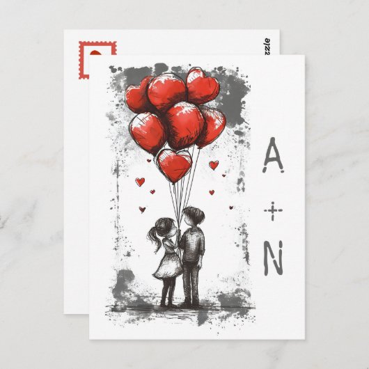 Liebe Valentinstag Postkarte (Vorne/Hinten)