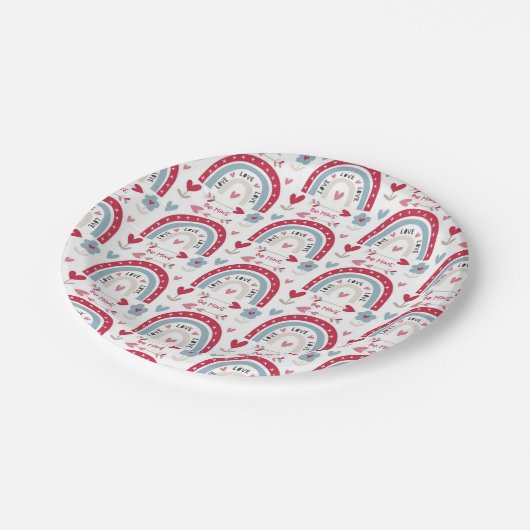 Liebe Valentinstag Rainbow Pappteller (Schrägansicht)