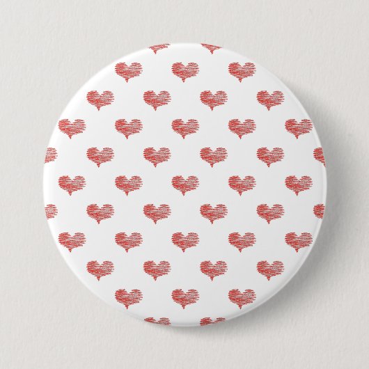 Liebe Valentinstag Rotes Herz Sketch Button (Vorderseite)