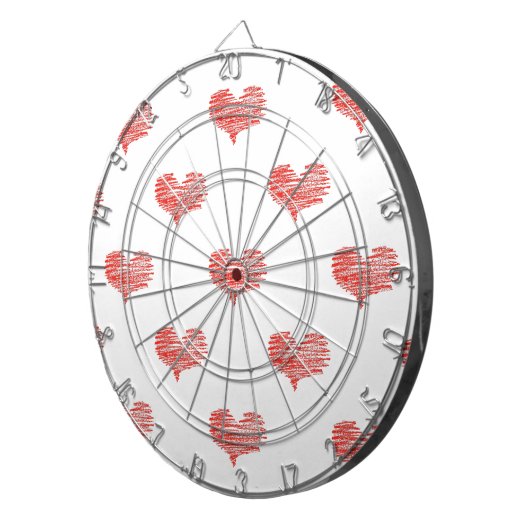 Liebe Valentinstag Rotes Herz Sketch Dartscheibe (Vorderseite rechts)