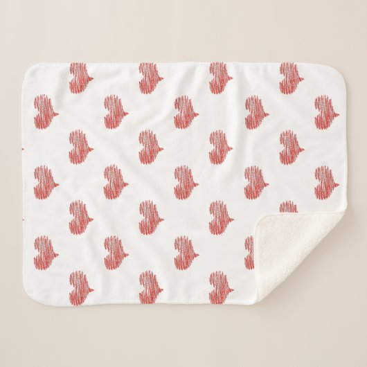 Liebe Valentinstag Rotes Herz Sketch Sherpadecke (Vorderseite (Horizontal))
