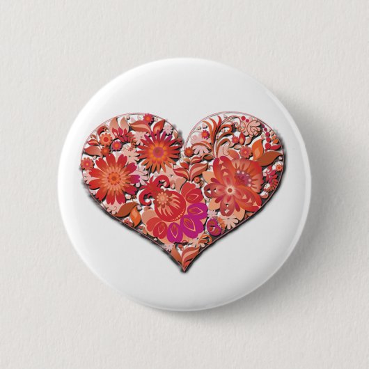 Liebe Valentinstag Rotes Herz Vektor Valentine Button (Vorderseite)