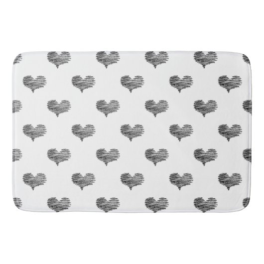 Liebe Valentinstag Schwarzes Herz Sketch Badematte (Vorderseite)