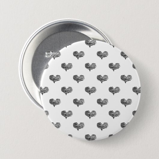 Liebe Valentinstag Schwarzes Herz Sketch Button (Vorne & Hinten)