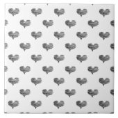 Liebe Valentinstag Schwarzes Herz Sketch Fliese (Vorderseite)