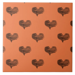 Liebe Valentinstag Schwarzes Herz Sketch Fliese