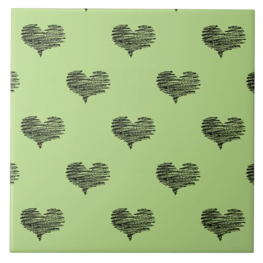 Liebe Valentinstag Schwarzes Herz Sketch Fliese (Vorderseite)