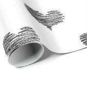 Liebe Valentinstag Schwarzes Herz Sketch Geschenkpapier (Rolleneckpunkt)