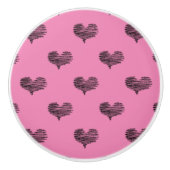 Liebe Valentinstag Schwarzes Herz Sketch Keramikknauf (Vorderseite)