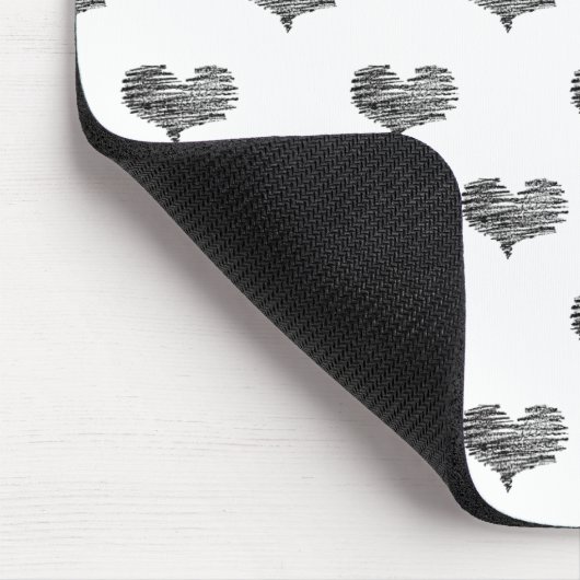 Liebe Valentinstag Schwarzes Herz Sketch Mousepad (Ecke)