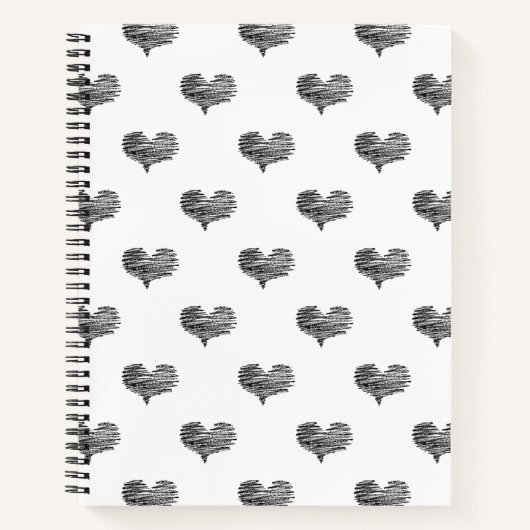 Liebe Valentinstag Schwarzes Herz Sketch Notizblock (Vorderseite)