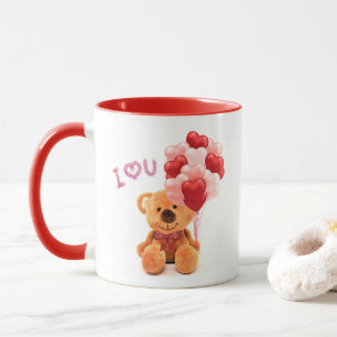 Liebe Valentinstag-Teddybär mit Ballons Kaffee Tasse