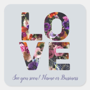 LIEBE Valentinstag Thema Anpassbares Foto Floral Quadratischer Aufkleber