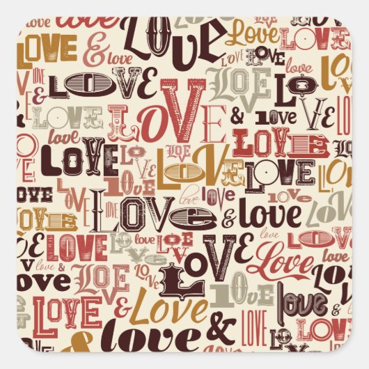 Liebe Valentinstag Typografie | SIEGEL Quadratischer Aufkleber (Vorderseite)