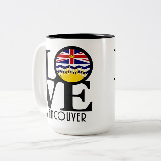 LIEBE Vancouver (BC Flag) 15oz Zweifarbige Tasse (Vorderseite Links)