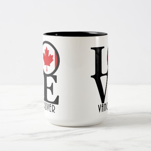 LIEBE Vancouver (BC Flag) 15oz Zweifarbige Tasse (Mittel)
