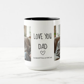 Liebe Vater Foto-Collage Herz Schwarze Tasse
