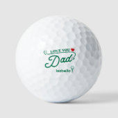 Liebe Vater Grüne Typografie Vatertag Golfball (Vorderseite)