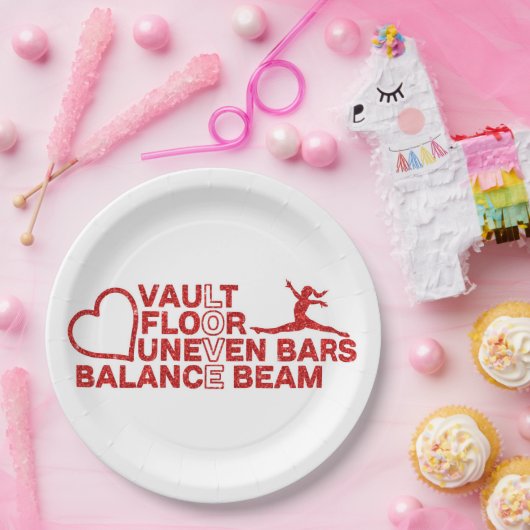 Liebe Vault Floor Unneven Bars Balancebaum Pappteller (Party)