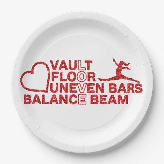 Liebe Vault Floor Unneven Bars Balancebaum Pappteller (Vorderseite)