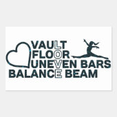 Liebe Vault Floor Unneven Bars Balancebaum Rechteckiger Aufkleber (Vorderseite)