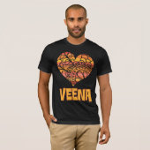 Liebe Veena Orange Mandala Herzliche indische Musi T-Shirt (Vorne ganz)