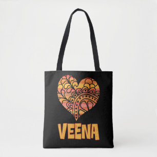 Liebe Veena Orange Mandala Herzliche indische Musi Tasche