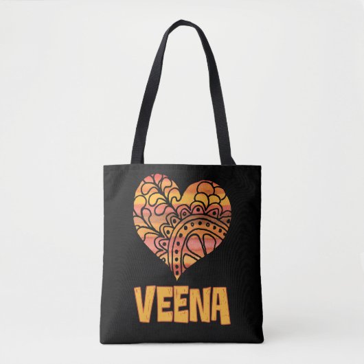 Liebe Veena Orange Mandala Herzliche indische Musi Tasche (Vorderseite)