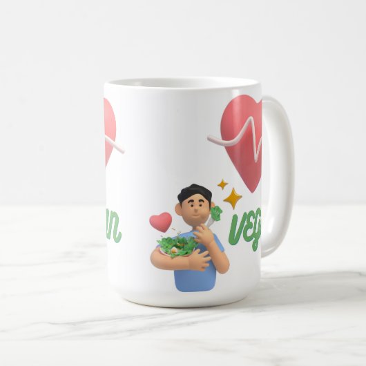 Liebe vegan kaffeetasse (VorderseiteRechts)