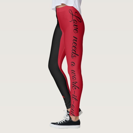 Liebe Verb Work-out Zitat schwarze rote Leggings (Links)