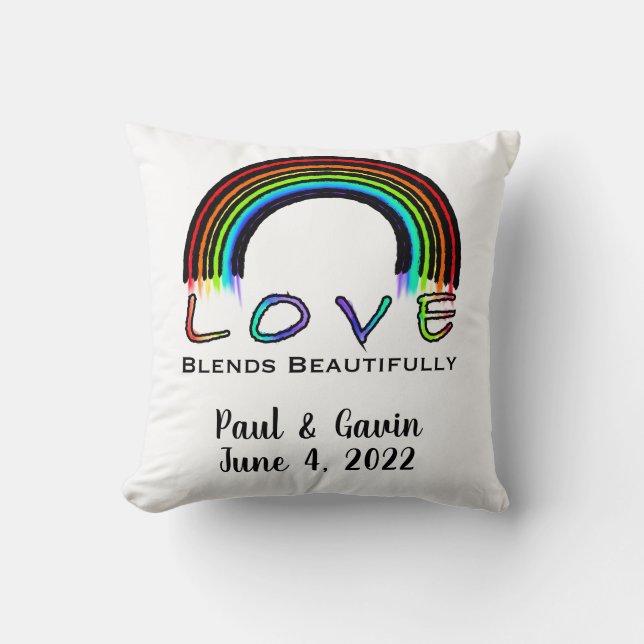 Liebe verbindet Schöne, moderne, farbenfrohe Regen Kissen (Vorderseite)