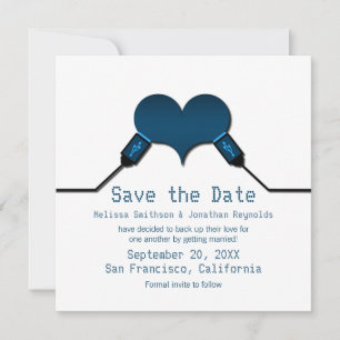 Liebe Verbindung USB Save the Date einladen, blau Einladung
