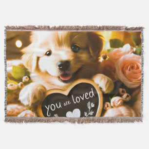 Liebe verbreiten: Goldener Retriever mit "You Are Decke