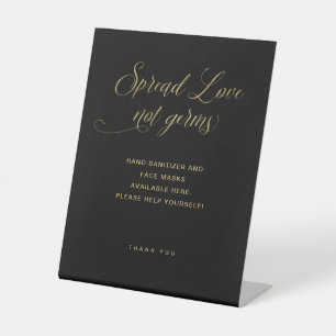 Liebe verbreiten, nicht Keime   Goldtypografie-Hoc Sockelschild