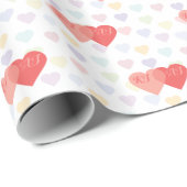 Liebe Verflochtene Herzen Custom Mit Monogramm Geschenkpapier (Rolleneckpunkt)