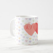 Liebe Verflochtene Herzen Custom Mit Monogramm Kaffeetasse (Vorderseite Links)
