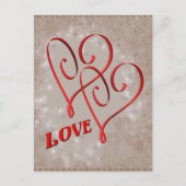 Liebe Verflochtene rote Herzen Postkarte (Vorderseite)