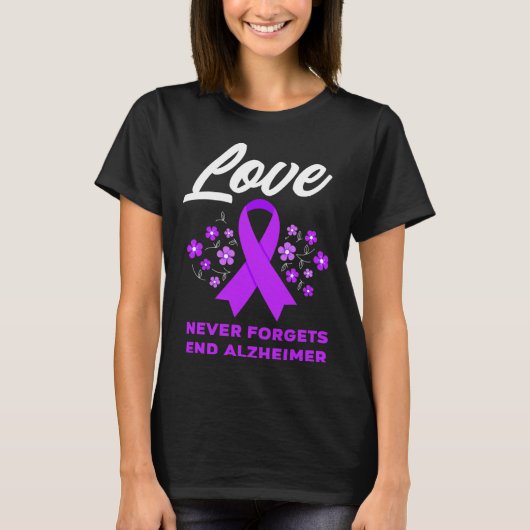 Liebe vergisst nie, Alzheimer Alzheimer's Aware zu T-Shirt (Vorderseite)